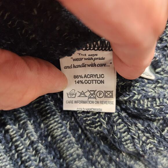 Ted Baker London Womens Sweater Size 3 US Medium Blue V Neck Cotton Blend Ribbed - Picture 6 of 16